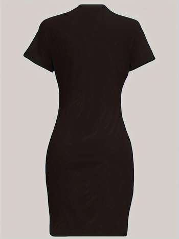 N8050I55 Rochie damă imprimată, elastică, croială drept, lungime midi, poliester 90–95%