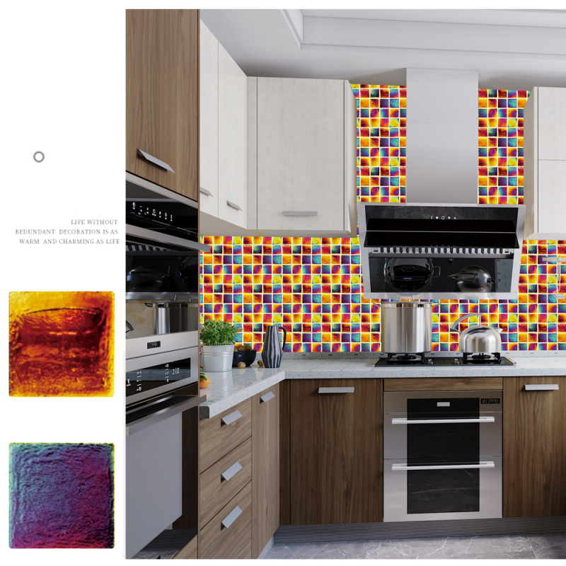 PVC 3D mozaik falimatrica, öntapadós, vízálló, márka E wall/Yiwo, karos mintázat, alkalmas nappalira, hálószobára, dolgozószobára, éttermekbe és kereskedelmi helyiségekre