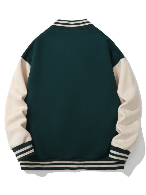 Moteriška kasdienė beisbolo striukė su dviejų spaudinių, ilgos rankovės, apvalus kaklo iškirptė, audinys: milk silk poliesteris, pagrindinis sudėtis 95% ir daugiau poliesterio, ruduo 2024.