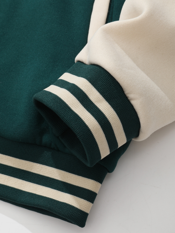 Moteriška kasdienė beisbolo striukė su dviejų spaudinių, ilgos rankovės, apvalus kaklo iškirptė, audinys: milk silk poliesteris, pagrindinis sudėtis 95% ir daugiau poliesterio, ruduo 2024.