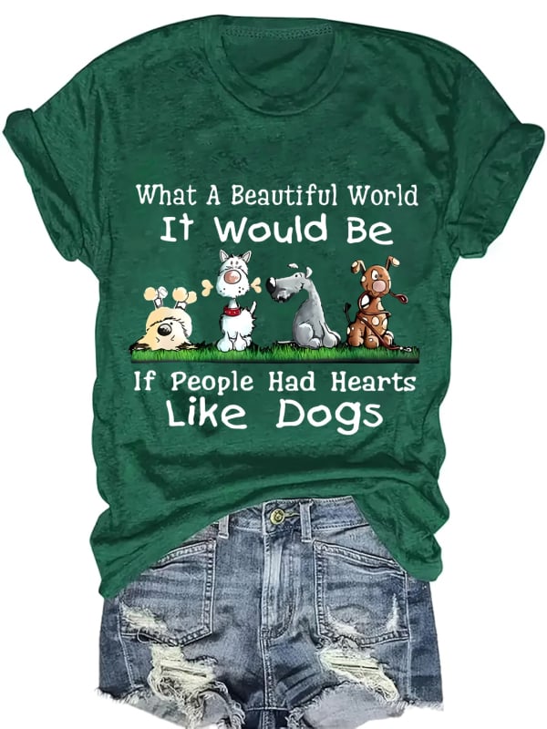 Pamut T‑shirt kutya tappancs és emberi láb mintával, kerek nyakú, rövid ujjú, A-formájú szabás, 95%+ pamut.