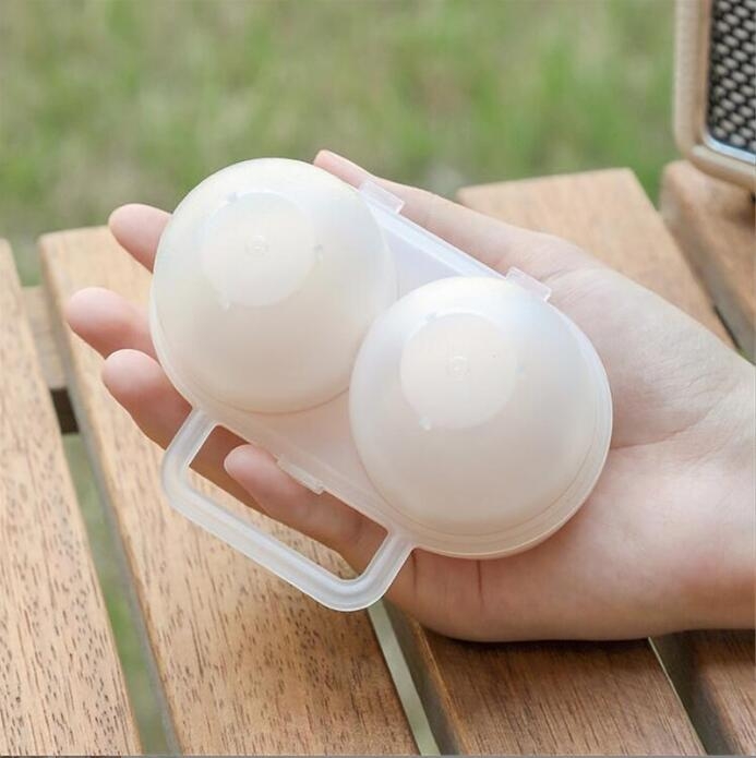 Портативна двуотделна кутия за яйца за къмпинг, удароустойчива и устойчива на падания, пластмасова