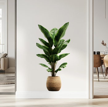 Αυτοκόλλητο τοίχου με μοτίβο φυτών — PVC υλικό, μάρκα Fan fu, αδιάβροχο, κατάλληλο για σαλόνι και υπνοδωμάτιο, στυλ καρτούν/επίπεδο σχέδιο.