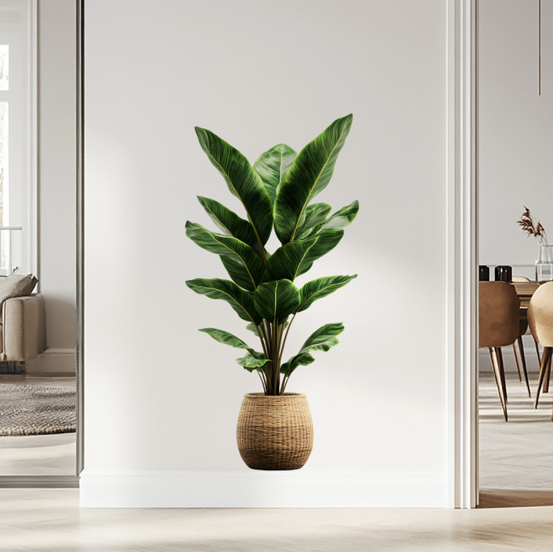 PVC anyagú falra helyezhető növényi motívumú matrica — Fan fu márka, vízálló, 1 db, alkalmas a nappalira és a hálószobára, rajzfilm-stílusú/ sík falmatrica.