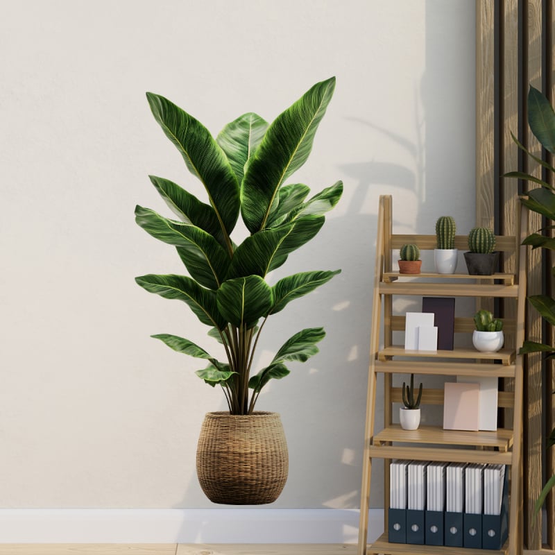 PVC anyagú falra helyezhető növényi motívumú matrica — Fan fu márka, vízálló, 1 db, alkalmas a nappalira és a hálószobára, rajzfilm-stílusú/ sík falmatrica.