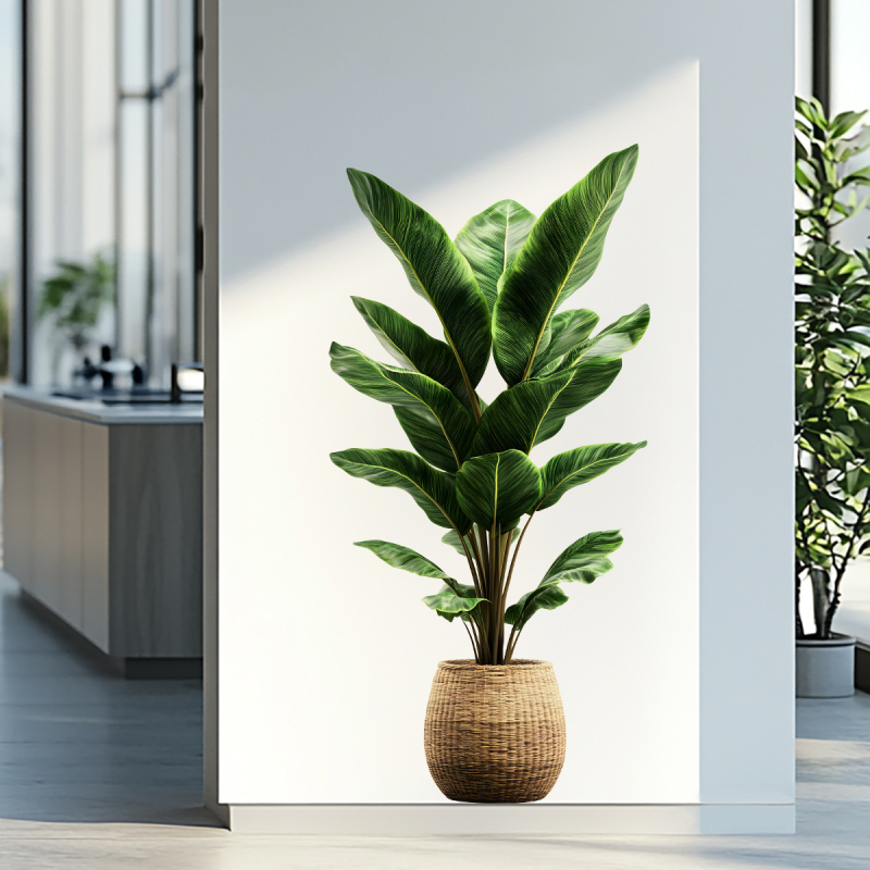 PVC anyagú falra helyezhető növényi motívumú matrica — Fan fu márka, vízálló, 1 db, alkalmas a nappalira és a hálószobára, rajzfilm-stílusú/ sík falmatrica.