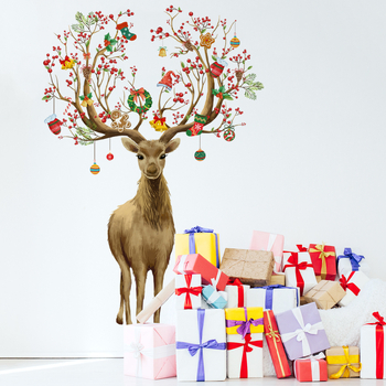 Αυτοκόλλητο τοίχου με Χριστουγεννιάτικο ελάφι και κουδούνι – PVC, γκραφίτι τύπος, για σαλόνι, υπνοδωμάτιο, εστιατόριο ή είσοδο; μοντέρνος μινιμαλιστικός διακοσμητικός