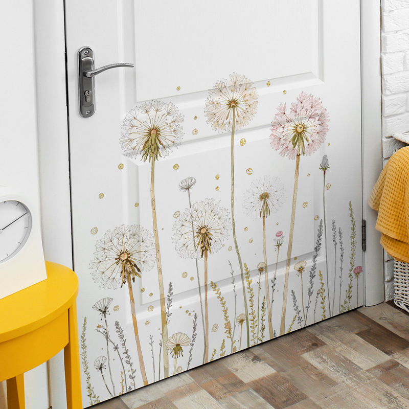 Стенно декоративен стикер с растителни цветя (PVC, водоустойчиво декоративно оформление, 1 бр, за дневна, спалня и баня, модерен минималистичен стил, плосък дизайн)