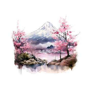 Ιαπωνικού στυλ αυτοκόλλητος τοίχου με τοπίο ανθισμένων κερασιών, αυτοκόλλητος, αδιάβροχο PVC, 2 τεμάχια, για σαλόνι και υπνοδωμάτιο