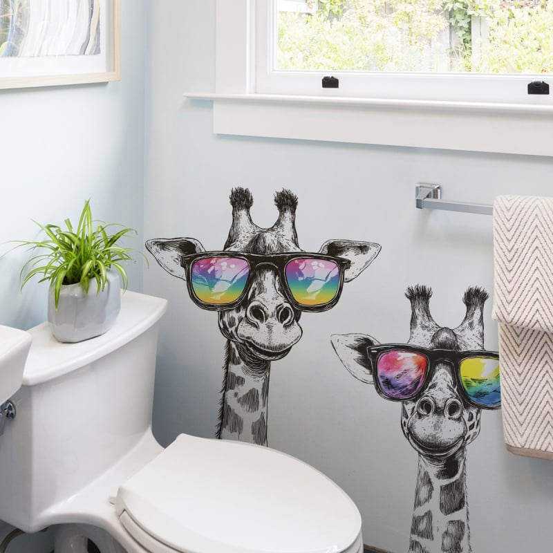PVC falmatrica, rajzolt zsiráf napszemüveg mintával, 2 darab, vízálló, nappali és hálószoba használatra