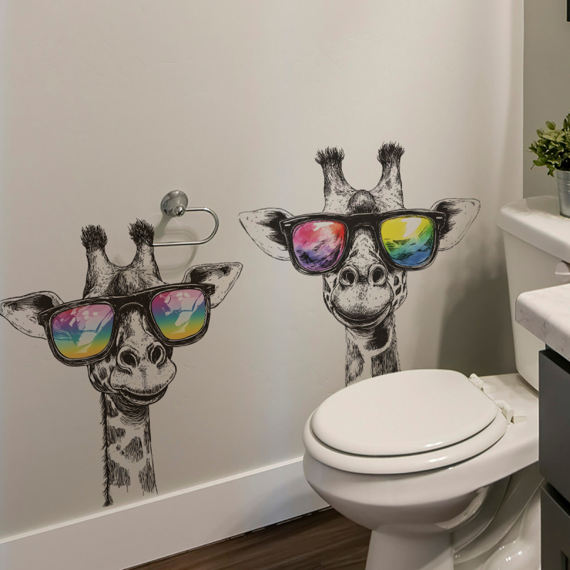 PVC falmatrica, rajzolt zsiráf napszemüveg mintával, 2 darab, vízálló, nappali és hálószoba használatra