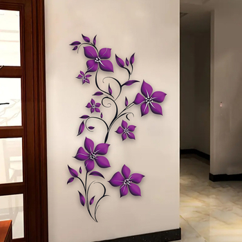 PVC αυτοκόλλητο τοίχου με μοτίβο λουλουδιών και αμπέλου – αδιάβροχο, 1 τεμάχιο, για σαλόνι, υπνοδωμάτιο και είσοδο