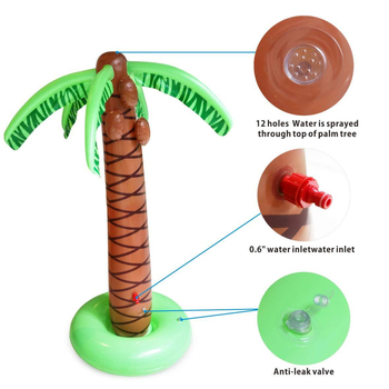 Vaikų lauko vandens purškimo kilimėlis su kokosų palmių dizainu, pripučiamas, ekologiškas PVC