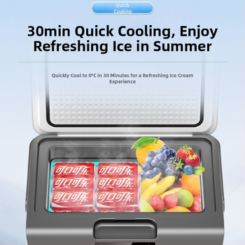 Автомобилен хладилник с капацитет до 5 л, 65W, полупроводниково охлаждане, универсален 12V/24V/220V, преносим мини хладилник за кола, дом и общежитие