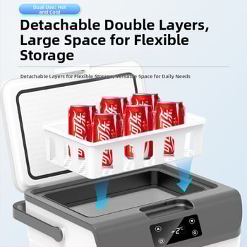Автомобилен хладилник с капацитет до 5 л, 65W, полупроводниково охлаждане, универсален 12V/24V/220V, преносим мини хладилник за кола, дом и общежитие