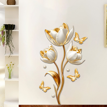 3D-s tulipános pillangó falidekor – PVC vízálló, geometriai minta, 1 db, nappali, hálószoba, előszoba