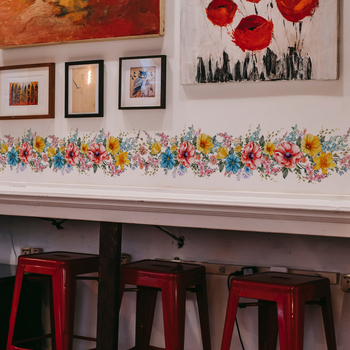 Αυτοκόλλητο τοίχου – PVC με λουλουδάτο σχέδιο, graffiti στυλ, 1 τεμάχιο, κατάλληλο για σαλόνι και υπνοδωμάτιο