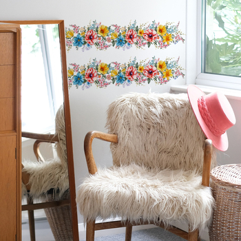 Αυτοκόλλητο τοίχου – PVC με λουλουδάτο σχέδιο, graffiti στυλ, 1 τεμάχιο, κατάλληλο για σαλόνι και υπνοδωμάτιο