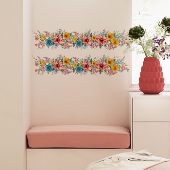 Αυτοκόλλητο τοίχου – PVC με λουλουδάτο σχέδιο, graffiti στυλ, 1 τεμάχιο, κατάλληλο για σαλόνι και υπνοδωμάτιο