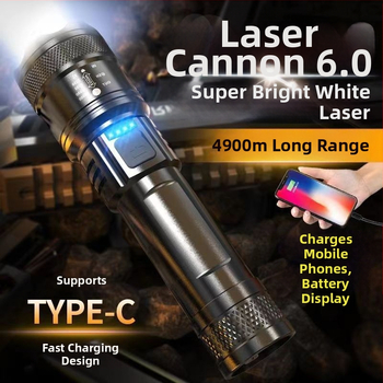 Φακός με λέιζερ, ζουμ, επαναφορτιζόμενος, φορητός για εξωτερική χρήση