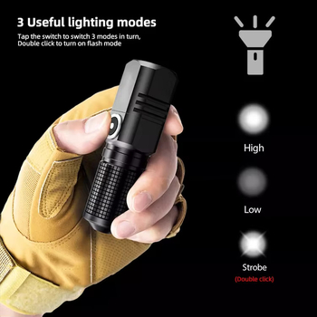 K91 φακός από κράμα αλουμινίου, 5W, 1800mAh, λέιζερ φωτισμός, επαναφορτιζόμενος με Type-C, εμβέλεια 200–500 m