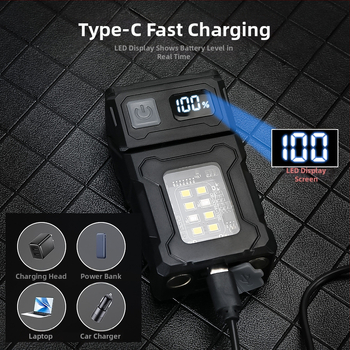 LED φωτιστικό εργασίας, 10W, φόρτιση, εμβέλεια έως 200 m, προστασία από υπερφόρτιση