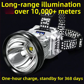 LED galvos žibintas su įkraunama 18650 baterija, atsparus vandeniui, 30 m šviesos spindulys, 8 valandų veikimo laikas, galvos dirželio tvirtinimas naktinei žvejybai