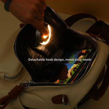 Γυναικεία λάμπα με μορφή μίνι κυκλικής τσάντας, πεταλοειδές φως, πλαστικό σκιά, PVC στηρίγμα, επαγωγικός διακόπτης, 3.7V USB τροφοδοσία, ζεστό φως