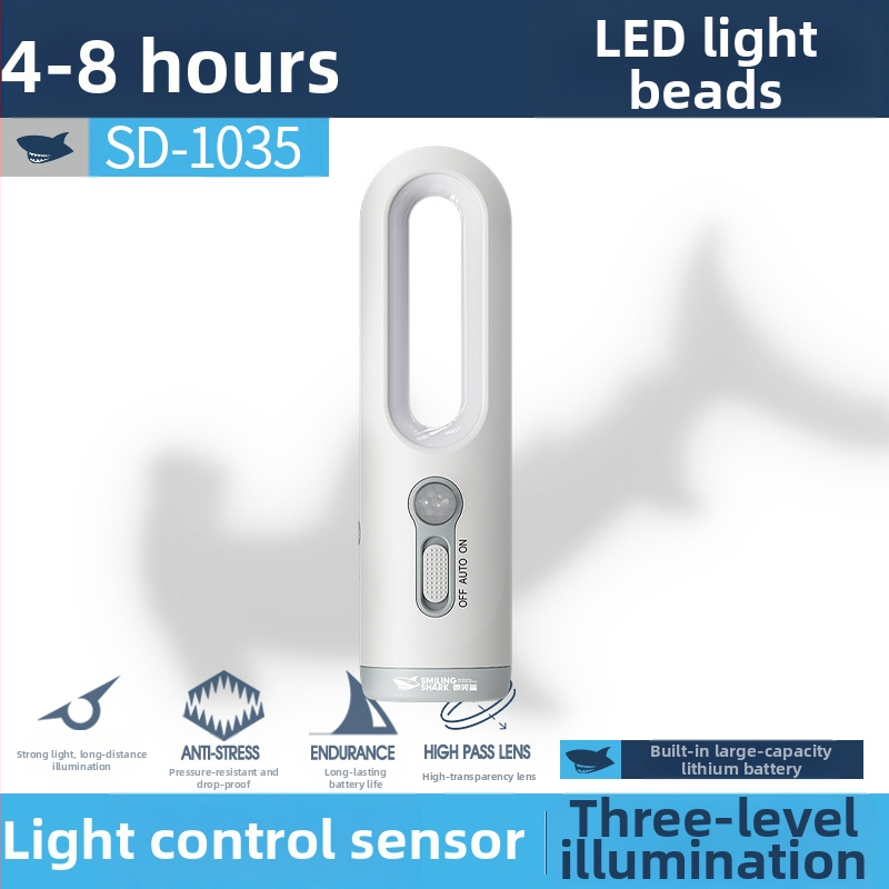 Smile Shark LED нощна лампа с гласово управление и сензор за движение, презареждаща се, 5W, за къмпинг и спалня