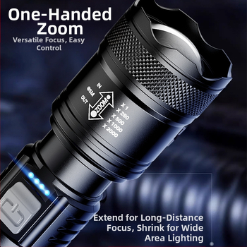 Rankinis prožektorius lauko naudojimui, daugiafunkcinis su ilgu nuotoliu apšvietimu ir šoniniu lazerio šviesos šaltiniu