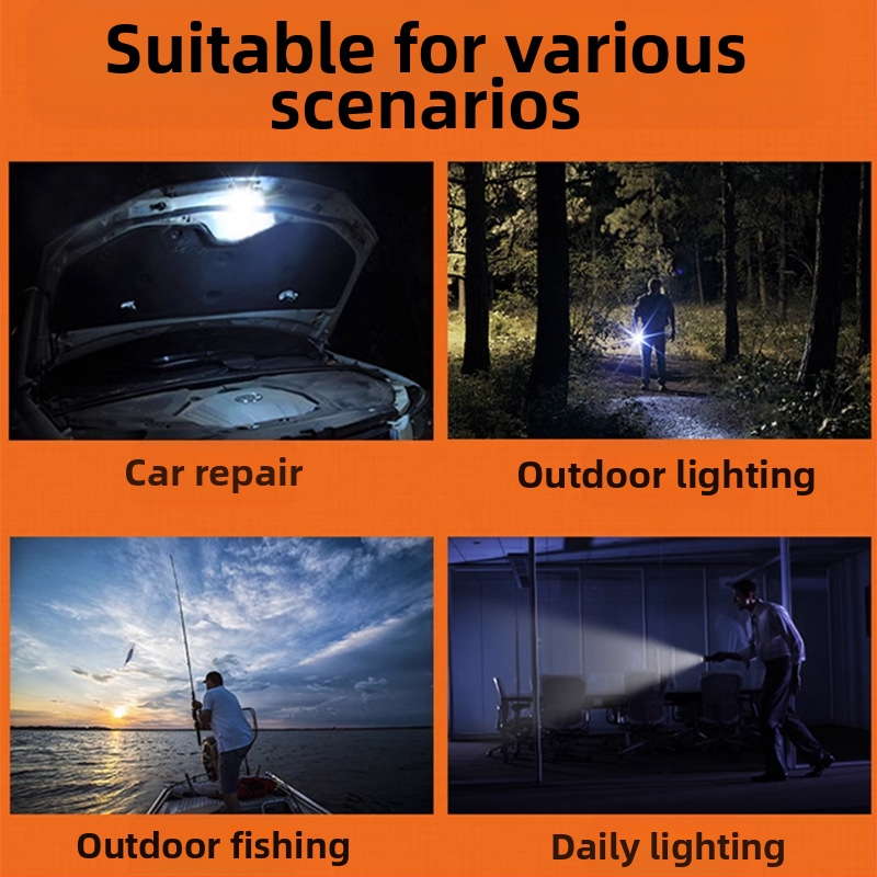 Ръчно фенерче за открито, мултифункционално с дълъг обсег на осветяване и странично лазерно осветление