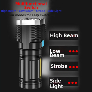 Φακός LED με COB πλευρικό φως, USB επαναφορτιζόμενος, 5W, 600mAh, παραγωγή ενέργειας με πίεση χεριού