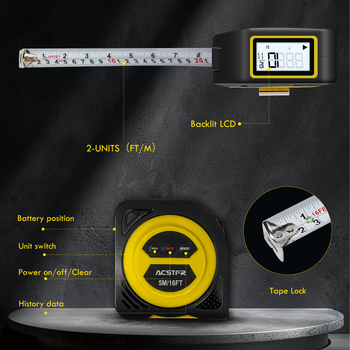 Hongsheng craftsman core skaitmeninė plieno matavimo juosta su elektroniniu ekranu, daugiafunkcinis elektroninis matavimo įrankis, aukšta tikslumas