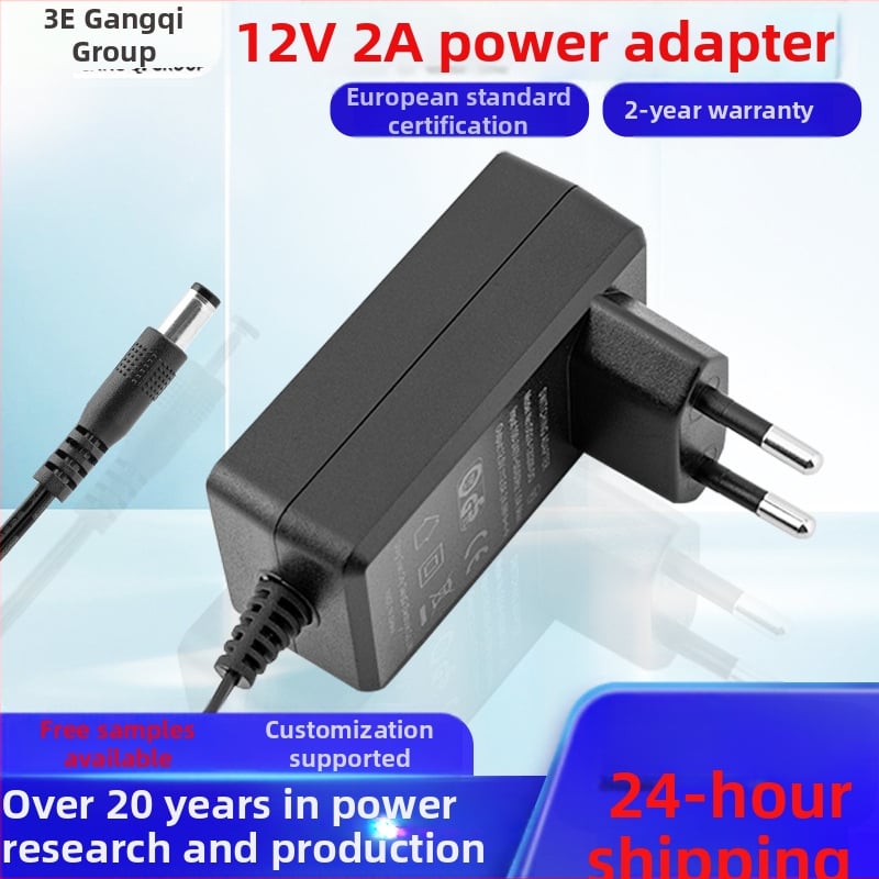 Захранващ адаптер, модел GQ24-120200-DG, вход 12V, изход 2A, сертифициран според европейски стандарт