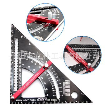 Mr Drill Подвижна триъгълна линейка с плъзгащ прът за 90° – алуминиева сплав, 234 g