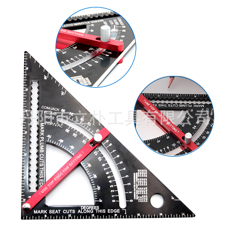 Mr Drill Подвижна триъгълна линейка с плъзгащ прът за 90° – алуминиева сплав, 234 g