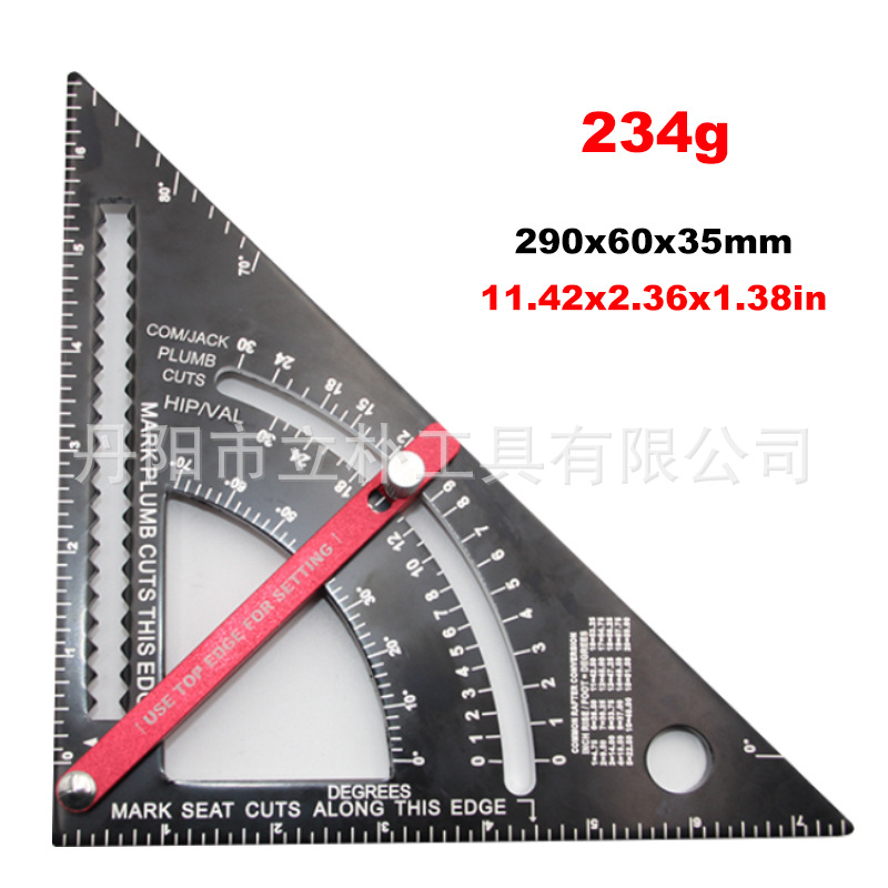 Mr Drill Подвижна триъгълна линейка с плъзгащ прът за 90° – алуминиева сплав, 234 g