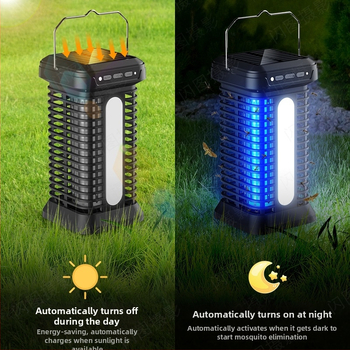 Λαμπτήρας εξολόθρευσης κουνουπιών με LED παγίδα και ηλεκτρικό σοκ, εσωτερική/εξωτερική χρήση, ενσωματωμένη μπαταρία 4000–5000mAh, φόρτιση 1–3 ώρες, κάλυψη 21–30㎡