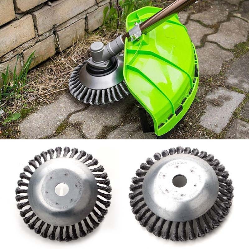 Fűnyíró acéldrótos gyomirtó kerék – Luckland, fém, tömeg 0,5 kg, színes dobozos csomagolás