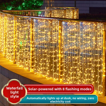 Φανάρια LED με ηλιακή τροφοδοσία, αλυσίδα φώτων με εφέ καταρράκτη και ατμόσφαιρα με αστέρια, IP65, έλεγχος με κουμπί, τάση ≤36V