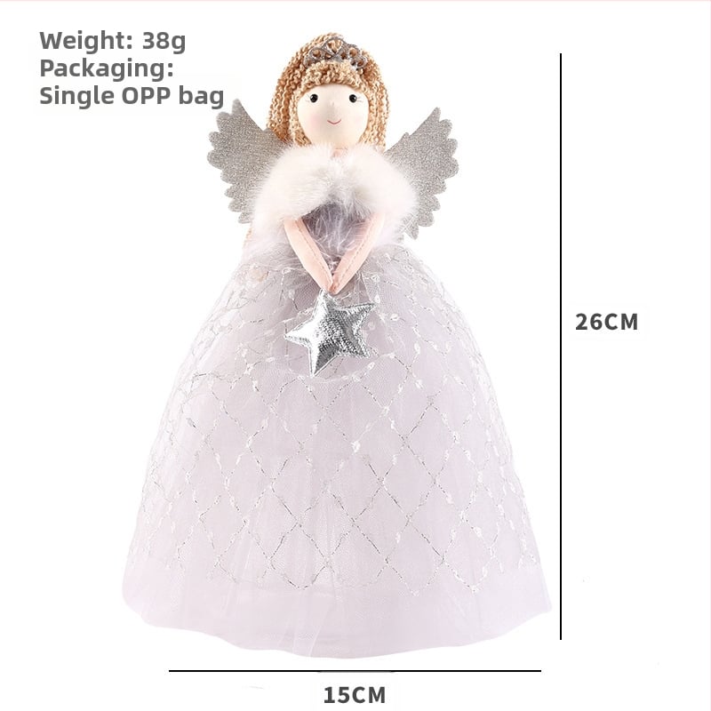 Коледна украса за върха на елхата – сладко ангелче-момиченце, куклена фигурка, нетъкан текстил, модерен стил