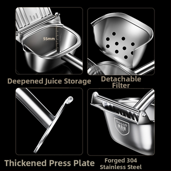 Χειροκίνητος αποχυμωτής φρούτων και λαχανικών — φορητός για κατασκήνωση, αποσυναρμολογούμενος, από ανοξείδωτο χάλυβα 304, πολυλειτουργικός αποχυμωτής λεμονιών