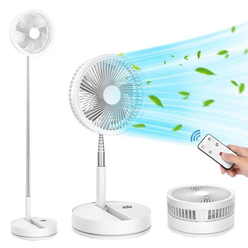 Сгъваем настолен вентилатор с вградена батерия 2000–4000 mAh, USB захранване, 3 скорости, шум 36–45 dB