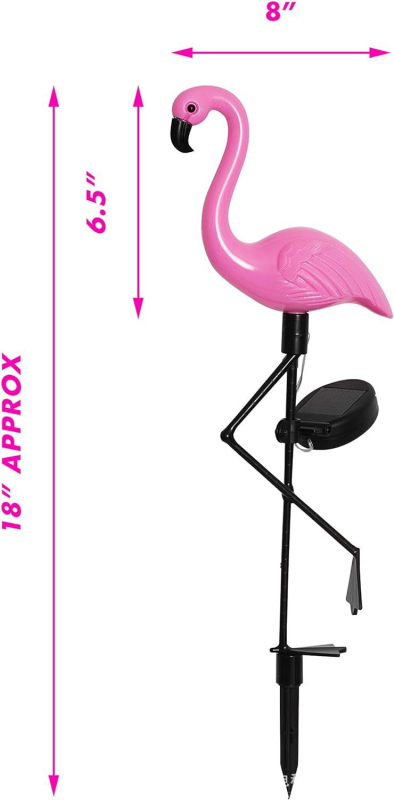 Ηλιακό φωτιστικό φλαμίνγκο εδάφους – σχέδιο φλαμίνγκο, IP55, 0.09W, 6-12h, CE