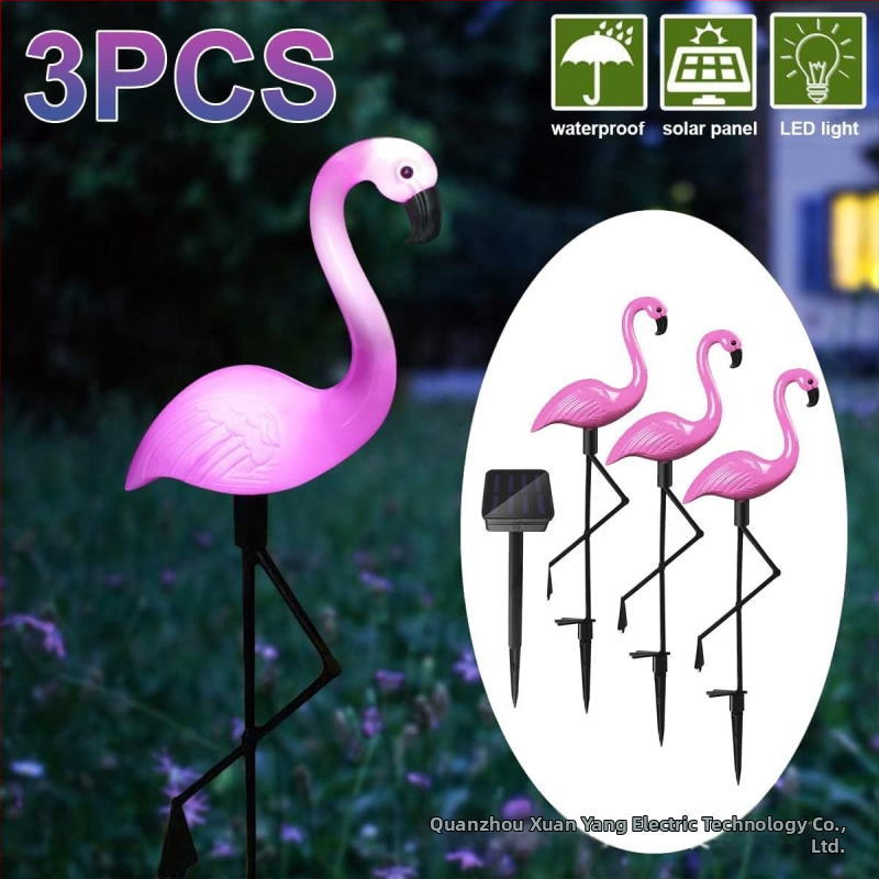 Solárna lampa s flamingom na trávnik – dizajn flaminga, IP55, 0.09W, 6-12 h, CE