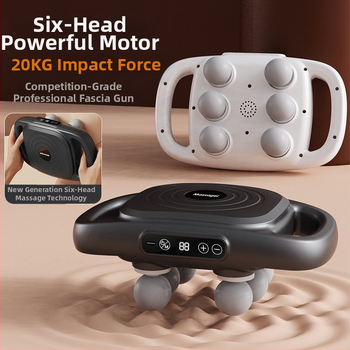 Šešių galvų fascia masažuoklis visam kūnui, įkraunamas akumuliatorius 2000–4000 mAh, 5+ greičiai, triukšmo lygis 36–45 dB