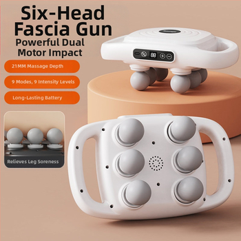 Šešių galvų fascia masažuoklis visam kūnui, įkraunamas akumuliatorius 2000–4000 mAh, 5+ greičiai, triukšmo lygis 36–45 dB