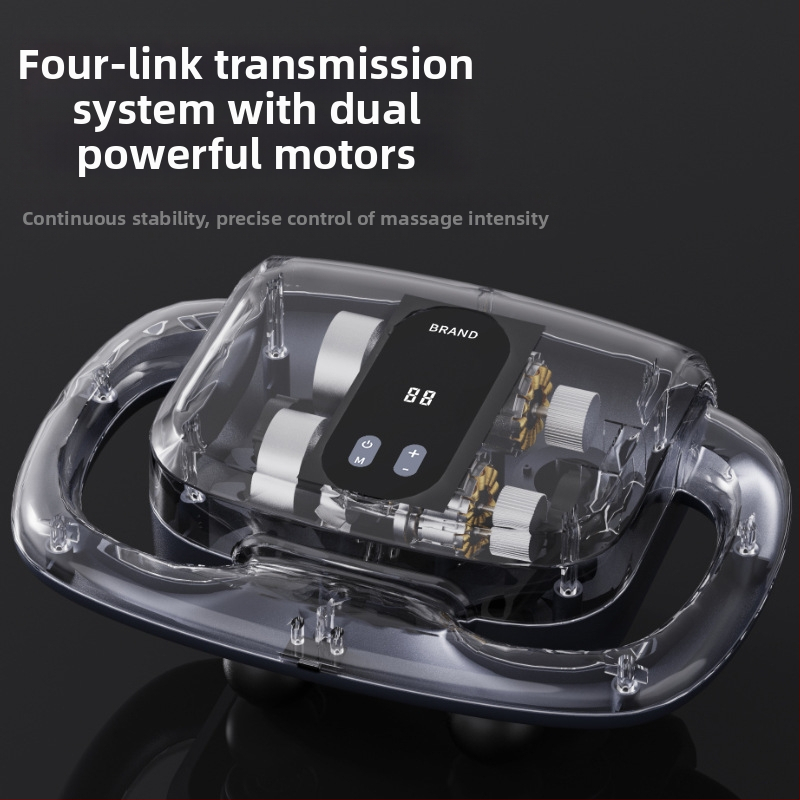 Шестглавен фасциален масажор за мускули – масажор с четков мотор, LCD дисплей, многостепенно регулиране и интелигентно изключване, вграден 1200–2000mAh акумулатор, 3–6 ч работа, шум 36–45 dB
