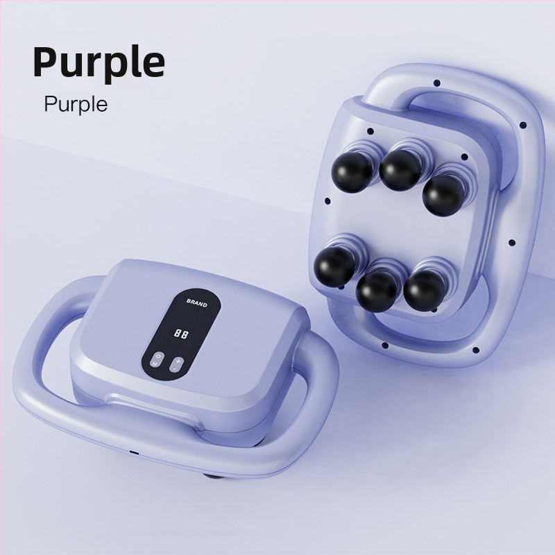 Šešių galvų fascijos masažo ginklas raumenims – LCD ekranas, daug lygių reguliavimų, automatinis išjungimas, įmontuota baterija 1200–2000 mAh, 3–6 valandos, triukšmo lygis 36–45 dB