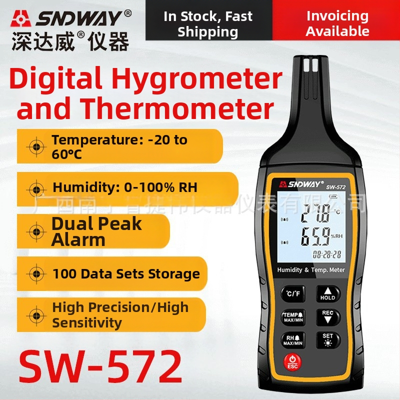 SW572 rokas pārnēsājamais digitālais temperatūras un mitruma mērītājs, augstas jutības sensors